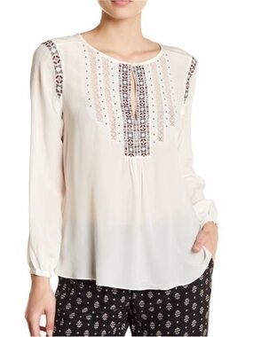 Joie Clema Silk Embroidered Blouse Office